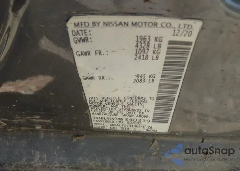 2021 Nissan Altima Sl Fwd from USA, damaged, VIN 1N4BL4EV7MN340319